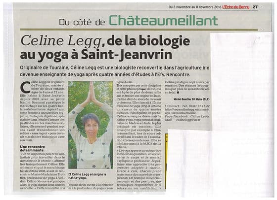 De la biologie au yoga — L'Écho du Berry
